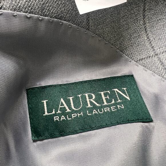 Lauren Ralph Lauren Blazer Mens Size 42R Gray Windowpane Silk Wool Sports Coat - Picture 9 of 16